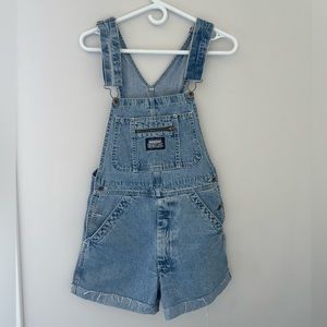 Vintage denim overall shorts